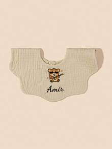 1pc Customized Text & Graphics Baby Floral Bib, Personalized Baby Drool Bib, Unique Baby Gift