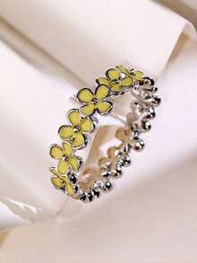 1枚女士浪漫戒指，适合婚礼、订婚、周年纪念、派对、情人节礼物 - 黃色 - 查看 18