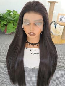 【自然黑】28英寸长直发合成假发，适合女性，耐热纤维，日常及派对佩戴皆宜，派对假发，柔顺直发假发，假发配件 - 彩色 - 查看 7