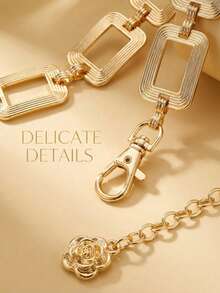 1 chiếc Dây thắt lưng kim loại thời trang dành cho nữ, trang trí hình học cho trang phục - Vàng - Xem 5