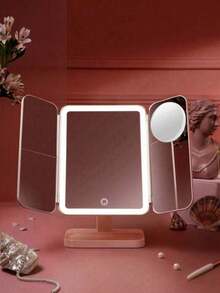 3-Fold LED Makeup Mirror With 3X/2X/1X Magnification And 800mAh Rechargeable Battery, Portable Touch Screen Lighted Vanity Mirror With 3 Color Temperatures And Brightness Adjustable, Foldable Design Suitable For Travel, Dorm, Home Use, Great Gift For Women, Girls, Makeup Artists, Valentine's Day,Giveaways,Travel,Cheap Stuff,Travel Essential - Multicolor - View 10