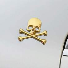 1pc Unique Metal Skull 3D Car Sticker, Exclusive Exterior Car Decor With Prominent 3D Effect, Fits Multiple Vehicle Models, Cool Modification For Car Body & Windows - 3D Car Skull Sticker - View 6