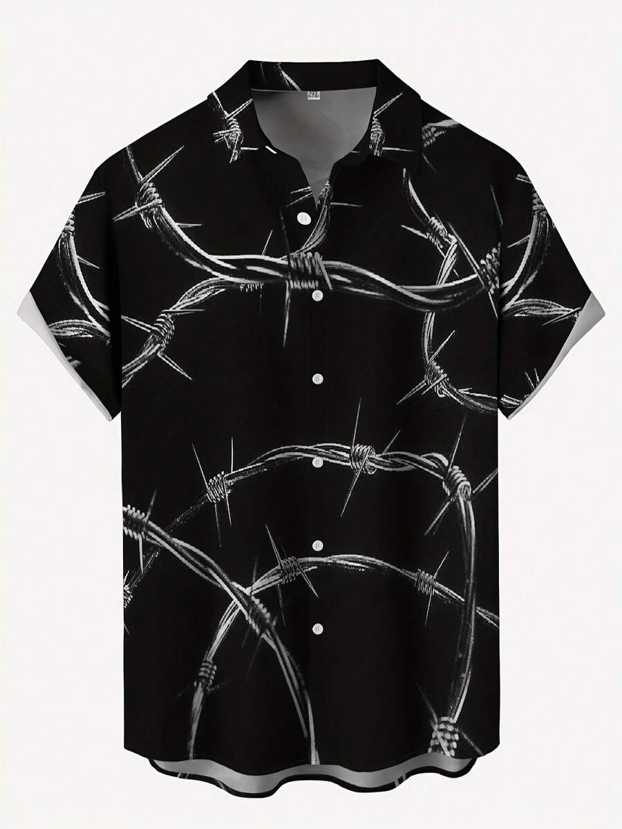 Áo sơ mi nam tay ngắn phong cách Hawaii, họa tiết nghệ thuật in kỹ thuật số 3D, cổ ve áo, túi ngực, kiểu dáng retro, thích hợp cho kỳ nghỉ. - Nhiều màu - Xem 1