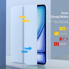 Suitable Compatible With Ipad Tablet Protective Case, IPad A16 Case, Three-Fold Tablet Protective Case, Fully Wrapped Anti-Fall, Intelligent Sleep/Wake-Up, Invisible Airbag Anti-Fall, Soft TPU Back Shell Three-Fold Design, Intelligent Tablet Computer Protective Case. Suitable Compatible With Ipad 10 Protective Case, Compatible With IPad/Honor//Redmi/ Tab - White Ice Color - View 5