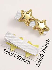 8pcs Gold Star Hair Clips, Suitable For Women, Fabric Covered Non-Damaging Hair Accessories - Multicolor - View 3