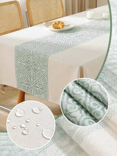1 pieza Mantel de mesa jacquard impermeable, de tela de poliéster, rectangular o cuadrado, adecuado para comedor, sala de estar, lavable