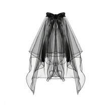 1pc Bride's Bachelorette Party Headpiece, Bow & Pearl Decor Party/Photo Prop Veil, Wedding Bridal Bow Veil, Graduation Prom Veil, First Communion Hair Accessory - White - View 9