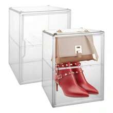 DGTC Caja de Almacenamiento Tranrente Organizador de Zapatos con estantes Ajustab trina acrílica con Puas magnés para coleccionab Organizador de éticos de Dos Nive - Transparente - Ver 1