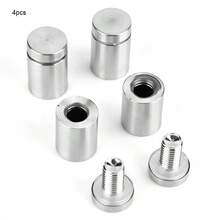 4 tornillos de acero inoxidable para fijación de letreros publicitarios, pasador de separación de vidrio hueco (19 x 30 mm) - Plateado - Ver 2