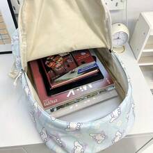 SANRIO 1个三丽鸥Hello Kitty Kuromi Melody可爱印花双肩包，卡哇伊粉彩书包带口袋，轻便日常通勤双肩包 - 送给女孩和三丽鸥粉丝的完美情人节返校礼物 - 彩色 - 查看 6