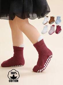 6 Pairs Cotton Children Socks With Anti-Slip Dots, Colorful Patchwork Back To School Student Sports Socks - Multicolor - View 5