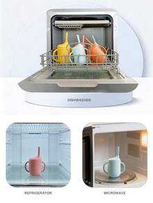 1pc Baby Silicone Straw Cup, Large Capacity Double-Handled Cup, Easy Grip, Anti-Drop, With Straw, Suitable For Infant & Toddler Drinking - Multicolor - View 11