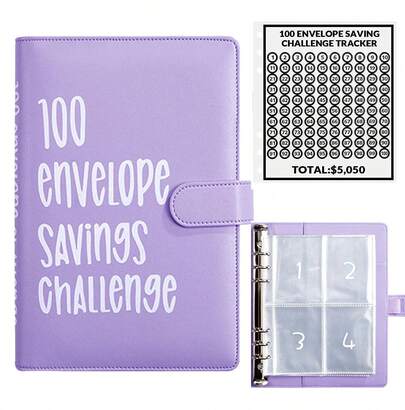 JIAJIA 100 Envelopes Money Saving Challenge, 100 Envelope Challenge Binder, Easy And Fun Way To Save $5,050, Savings Challenges Budget Book Binder With Cash Envelopes For Office,Home,School.