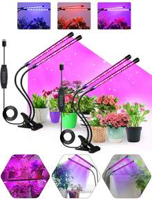 1pc Black LED Plant Growth Light Tube With Red & Blue LEDs. Full Spectrum Panel, USB Powered, Flexible Rotatable Lamp, Suitable For Indoor Gardening - Adapter Not Included. - Multicolor - View 3