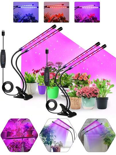 1 pezzo Tubo luminoso a LED per la crescita delle piante con LED rossi e blu. Pannello a spettro completo, alimentato tramite USB, lampada flessibile e ruotabile, adatto per il giardinaggio al chiuso - Adattatore non incluso.