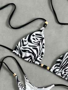 Bikinx Bộ bikini gợi cảm bất đối xứng in họa tiết dành cho nữ năm 2025 (họa tiết ngẫu nhiên), thích hợp cho kỳ nghỉ hè trên bãi biển. - Nhiều màu - Xem 5
