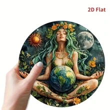 2D Flat, 1 Piece Gaia Goddess Mother Earth 2D Flat Metal Wall Art - 8x 8inch Round Iron Plate With Sun, Moon, Flower And Butterfly Design, Vibrant Nature Style Decoration For Home, Bar, Garage, Club, Restaurant And Coffee Shop, Wall Decoration, Perfect For Room Decoration Goddess Wall Art, Witchy Room Decor, Spiritual Room Decor, Metal Wall Art, Boho Wall Decor, Divine Feminine Decor, Altar Decor, Gaia Wall Art, Meditation Room Decor, Eclectic Wall Decor - Nhiều màu - Xem 2