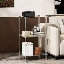 Acrylic Family Cozy Sofa Side Table, 3 Layer Simple Bedside Table, Transparent Nightstand For Bedroom, Modern Home Coffee Table - Transparent - View 7