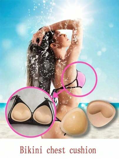 2pcs Elegant Reusable Soft Padded Bra Inserts, Shaping Enhancer For Bikini Tops And Beach Wear