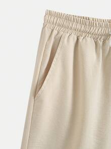 Bộ đồ nam cỡ lớn dáng rộng, áo sơ mi ngắn tay cài cúc và quần short, set 2 mảnh, trang phục đi biển thời trang thoải mái. - Màu be - Xem 5