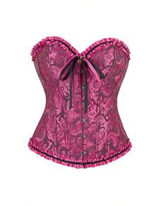 女士复古提花胸衣上衣，塑形紧身胸衣式性感抹胸露脐上衣，适合派对、万圣节、节日和其他场合