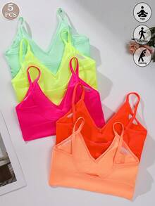 5pcs/Set Women's Wireless Backless Sports Bras Camisole Tops - Multicolor - View 1