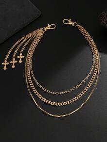 1pc Minimalist Multi-Layer Chain Belt, Gold Color Waist Accessory, Suitable For Men And Women For Daily Wear, Party And Date, Can Be Jewelry Gift - Multi-layered Chain Trousers - View 11