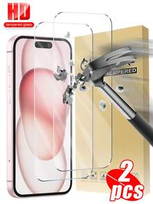 2 st. ultraklart skärmskydd i härdat glas, heltäckande, hög upplösning, hög hårdhet, reptåligt, stötdämpande, kompatibelt med 17 Pro Max/17 Pro/17 Air/17/16 Pro Max/16 Pro/16 Plus/16/15 Pro Max/15 Pro/15 Plus/15/14/13/12 och andra modeller - Genomskinlig - Visa 14