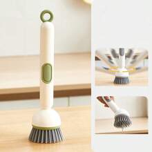 1 pieza Cepillo de cocina de mango largo con jabón líquido, herramienta de limpieza de ollas giratoria, cepillo exclusivo para platos y ollas de cocina, cepillo de limpieza multifuncional - Multicolor - Ver 13