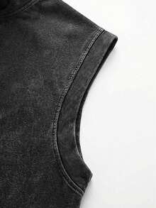 Áo vest nam mùa hè kiểu vintage, cổ kéo khóa nửa thân. - màu đen - Xem 5