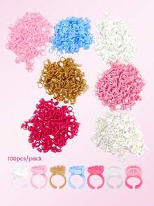 Disposable Heart & Round Lash Glue Holder , Adjustable Plastic Glue Holder Holder For Eyelash Extension Application - Multicolor - View 4