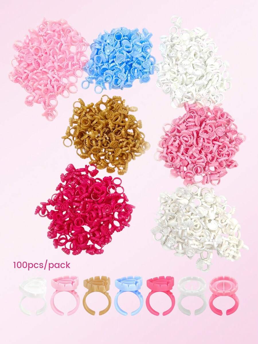 Adjustable Plastic Lash Glue Holder, Disposable Heart & Round Shape For Eyelash Extension - Multicolor - View 1