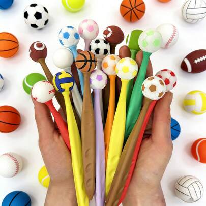 12片/24片装卡通橡皮擦世界杯足球系列，高品质大孔橡皮擦，清洁不留痕迹，适合学生、课堂奖励、节日、礼品和办公用品