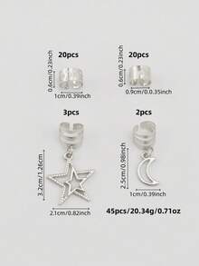 45pcs/Set Girls' Braided Hair Accessories Combo - Moon, Star, Braid Clips, Fashion Personalized Braided Jewelry, Y2K Party Punk Gifts, Suitable For Girls, Perfect For Balls, Parties, Music Festivals, Girl's Hair Decorations, Fairy Party Hairpins, Holiday Party Decorations, Gold Metal Accessories, Gifts, Travel, Girl Gifts, Hair Accessories - Multicolor - View 8