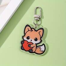 1个亚克力2D可爱动物钥匙扣挂件，适用于背包、钱包、相机装饰，生日、周年纪念日、情人节、返校礼物 - 彩色 - 查看 7