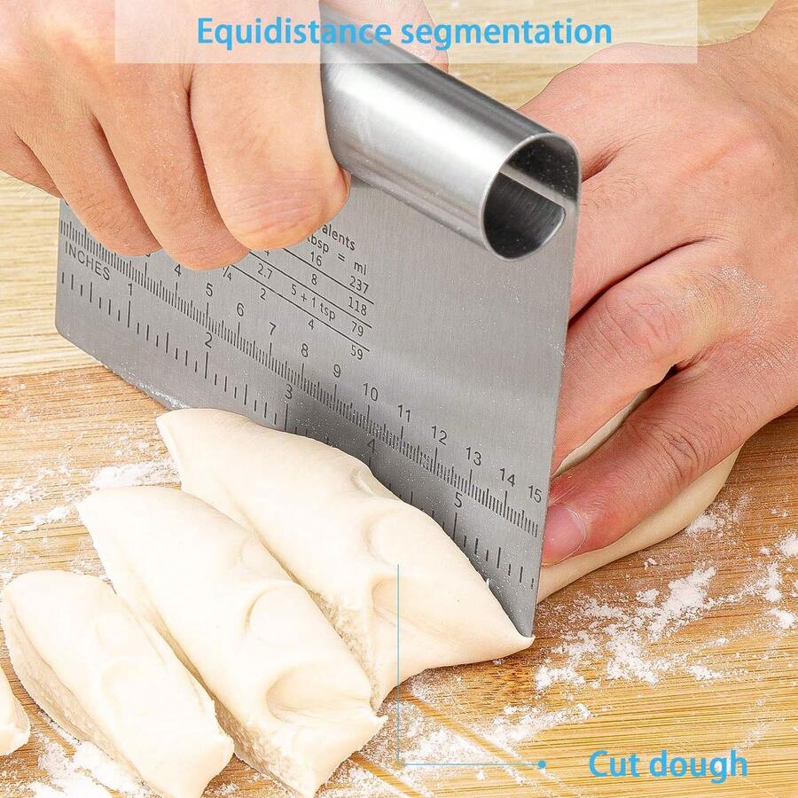 Stainless Steel Mirror Polished Multi-Function Baking Scraper/Cutter/Slicer With Ruler, Suitable For Cake, Pizza, Bread And More, Mother's Day Gifts, Items For Mom, Baking Supplies - Multicolor - View 1