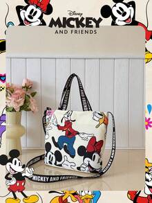 Disney Official Licensed 1 Pc Printed Cartoon Candy Bag Women's Tote Bag & Cute Cartoon Handheld Bag For Daily Use, Casual Canvas Shoulder Bag For Easy Carry – For Women/Girls For Shopping/Daily Use /Fashion Accessories - Beige - View 8