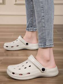 Unisex Breathable Clogs, Suitable For All Seasons, Lightweight, Non-Slip, Quiet, Multi-Functional For Indoor/Outdoor Wear - Beige - View 2