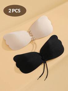 2 Pairs /1 Pair Of Strapless Invisible Bras, Reusable Folding Bras, Women's Invisible Bras, Invisible Backless Bras With Breast Stickers, Large Bras, Suitable For Most People - Multicolor - View 1