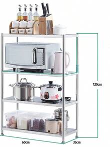 Almacenamiento Estantes de Metal 4 Niveles, Estantería Horno para Microondas, Anaquel Estante Metálico para Cocina, Recámara, Lavandería, Pesado Estante de Acero Organizador - por defecto - Ver 2