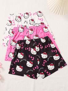 3pcs Sanrio Hello Kitty Cartoon Print Shorts Pajama Set, Women Casual Summer Homewear - Multicolor - View 2