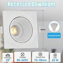 1pc GU10 Recessed Ceiling Light, LED Ceiling Light, Spotlight, Downlight, Replaceable GU10 Bulb, Black/White, Single/Dual Head, 110V/220V, Includes 5W Bulb, Cool White/Neutral White/Warm White, Suitable For Bedroom/Living Room, Kitchen/Showroom/Mall/Hotel/Bathroom/Bar - GU10 Recessed Downlight - View 10