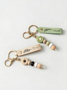 Personalized Daisy Keychain, Handmade Daisy Beaded Keychain, Customized Name Keychain, Cute Customized Pendant, Back To School Or Friendship Gift - Multicolor - View 7