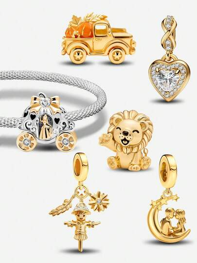 1pc 925 Sterling Silver Pumpkin Car Bead, Suitable For Women Bracelet, Bangle DIY Jewelry Making And Daily Outfit Accessory, Ideal For Girls