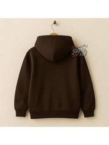 Children's Plain Kangaroo Hoodie With Hood, Cotton, Comfortable, Various Colors And Sizes - Rỉ Nâu - Xem 2