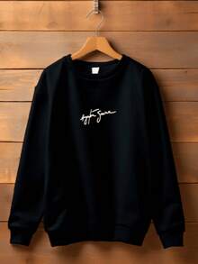 Moletom Gola Redonda Unissex Airton Sena Blusa De Frio Basico Careca Casaco Feminino e Masculino Flanelado - Preto - Visão 2