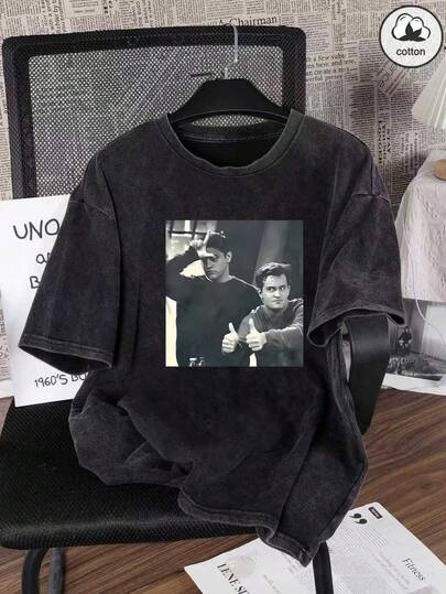 Plus Size Women's Casual Loose Washed Cotton Round Neck Short Sleeve T-Shirt With Pumpkin Print, Comfortable And Relaxed For Summer