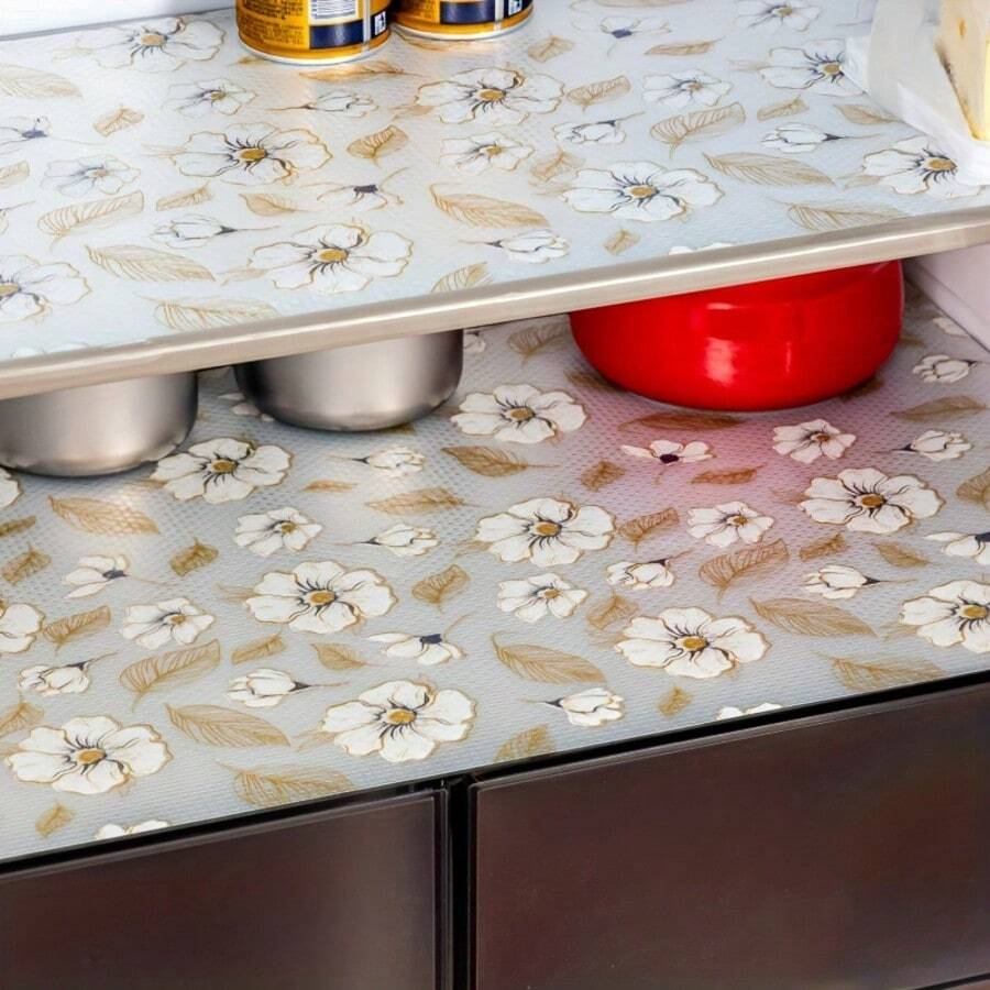 4 pièces de tapis premium pour réfrigérateur, doublures de réfrigérateur imperméables - tapis de réfrigérateur de cuisine lavables, doublures de tiroir, design de feuille d'or créatif, motif de citron original, doublures de placard et de tiroir ajustables, faciles à nettoyer, résistantes à l'humidité, antidérapantes, lavables et réutilisables, en matériau EVA, convenant à la décoration du réfrigérateur et de la cuisine, doublures de réfrigérateur, doublures de tiroir, doublures d'armoire à chaussures, doublures d'armoire, convenant pour la Saint-Valentin, les festivals, les fêtes, les fournitures d'anniversaire, la Journée de la femme, les articles de voyage essentiels, les faveurs de mariage, le Y2K, la chambre, les accessoires automobiles pour femmes, la décoration de cuisine, les articles mignons