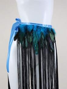 Dancing Belt Skirt Carnival Feather Belt Skirt Stage Show Feather Skirt Festival Burlesque Belt Skirt Cosplay Belt Skirt - Multicolor - View 3