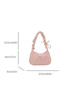 Fashionable Pleated Handbag, New Design Bow Shoulder/Underarm Bag For Women - Pink - View 2